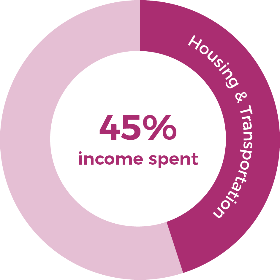 45% income spent